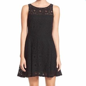 BB Dakota Renley Lace Fit and Flare Dress, Black